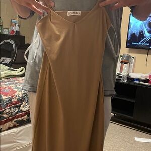 Popular 21 Strapless Tan Dress